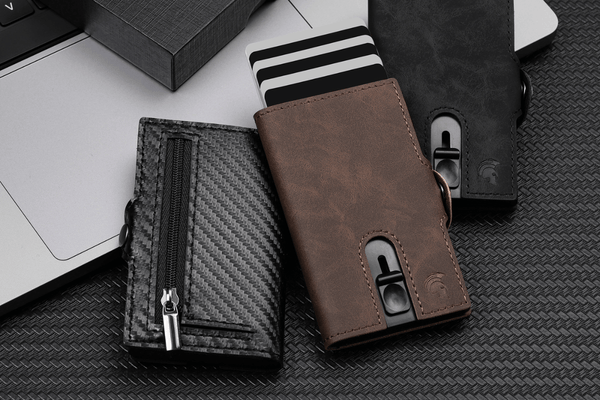Slim Wallet von SPARTANHUB - RFID geschützte Geldbeutel mit Münzfach und Karten Pop-Up Funktion 