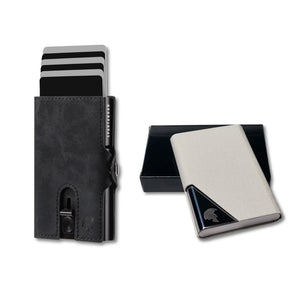 Slim Wallet RFID schwarz mit Visitenkartenetui in Weiss – minimalistisches Business Set von SPARTANHUB