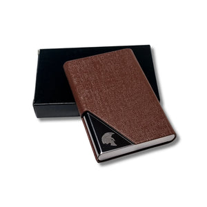 SPARTANHUB Visitenkartenetui in Coffee-Braun mit Geschenkbox – elegantes Kartenetui aus Kunstleder für stilbewusste Business-Momente.