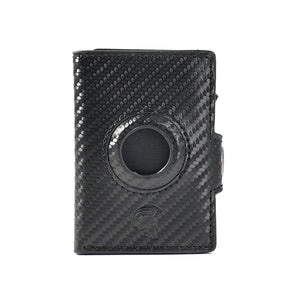 SPARTANHUB Elite Wallet – RFID-geschütztes Wallet in Carbon-Optik mit AirTag-Halterung und Pop-up-Funktion
