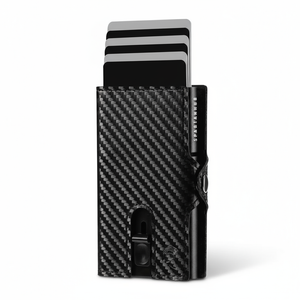 SPARTANHUB Slim Wallet – RFID-blockierendes Carbon-Kartenetui mit Pop-Up Mechanismus